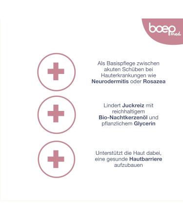 Boep Med Base Cream - Award-Winning Vegan Face Cream for Neurodermatitis & Rosacea | Certified Natural Cosmetics (50 ml) | Soothes Very Dry & Itchy Skin - Buy Online on SooperMarket.com