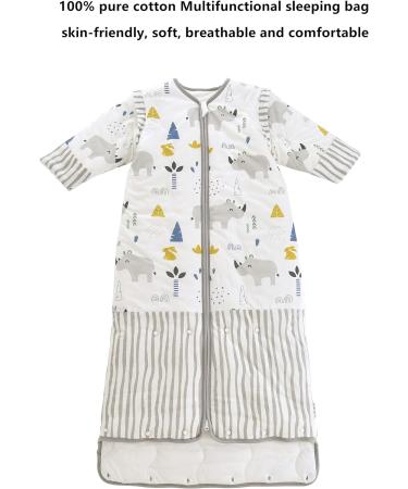Chilsuessy Baby Sleeping Bag 3.5 Tog | Winter Wearable Blanket for Kids |Adjustable Length & Removable Sleeves | Toddler Sleeping Bag 3-6 Years | Cute Rhinoceros Design - Buy Online on SooperMarket.com