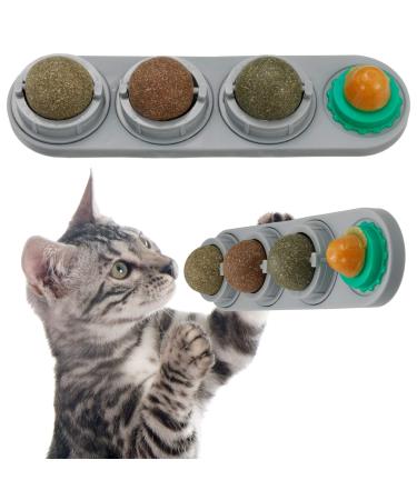 Chutoral Catnip Balls Toy Rotatable Licking Treats Toys for Cats Cat Nip Ball Cat Toys Catnip Edible Balls Catnip Edible Wall Ball for Kitten
