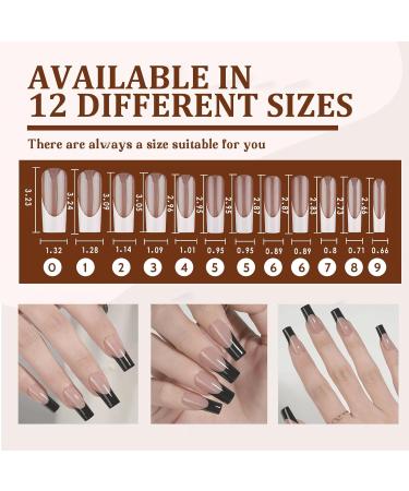 24PCS Long Black French False Nails | Square Full Cover Press On Nails for Women - Jelly Glue Included | Nail Art for Girls - Buy Online on SooperMarket.com