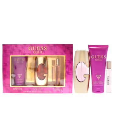 Guess Guess Gold Women 3 Pc Gift Set 2.5oz EDP Spray 0.5oz Travel Spray 6.7oz Body Lotion 1 Count (Pack of 1)