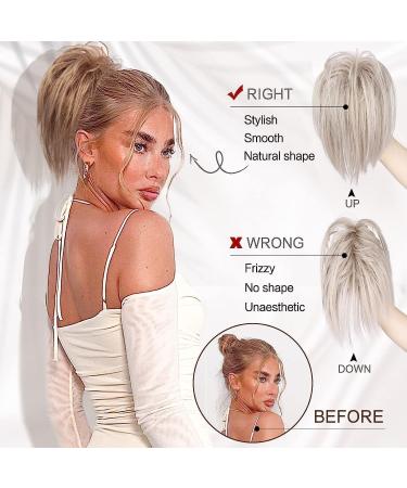 PORSMEER 10 Inch Claw Clip Ponytail Hair Extension in Silver Blonde - Messy Bun Chignon Updo for Women and Girls - Buy Online on SooperMarket.com