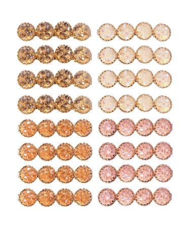 16Pcs Crystal Hair Clips  FHDUSRYO Round Rhinestone Duckbill Hair Barrettes  Bling Geometric Alligator Hair Pins for Women Ladies Girls Wedding Bridal Bridesmaid (4 Colors)
