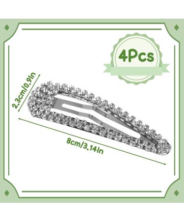 4PCS Silver Rhinestone Snap Hair Clips for Women - Shining Metal Hair Clips - Buy Online on SooperMarket.com