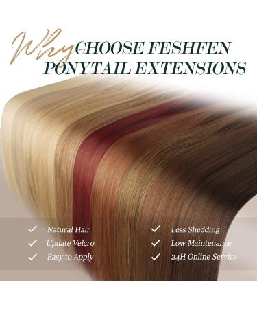 FESHFEN Straight Long Wrap Around Ponytail Extension 28 Synthetic Hair Clip in Hairpiece - Light Golden Brown (Pack of 1) - Buy Online on SooperMarket.com