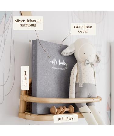 Peachly Minimalist Baby Memory Book - Baby First Year Keepsake for Milestones | Simple Grey Linen Scrapbook for Boy or Girl | 60 Pages - Buy Online on SooperMarket.com