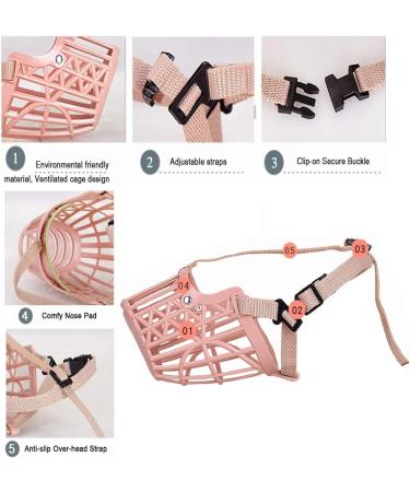 Soft Basket Dog Muzzle for Small Medium Large Dogs - Prevent Biting, Chewing, and Barking - Breathable, Adjustable Straps - Pet Puppy Mouth Cover (S Pink) - Buy Online on SooperMarket.com