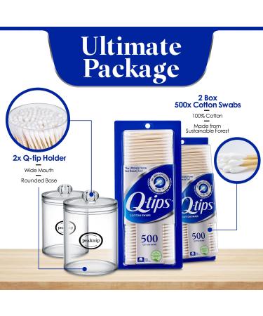 2-Pack 500 Count Q-tip Cotton Swabs - Soft & Firm Buds for Hygiene & Beauty Care - Includes 2 Peaknip Holders - Buy Online on SooperMarket.com