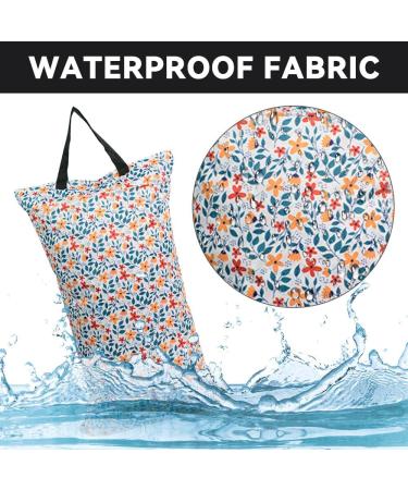 Wet Bag Waterproof Double Zipper 40x70cm Flowers - Reusable for Baby Diaper, Gym, Beach, Pool - MHwan Wet Swimsuit Bag - Buy Online on SooperMarket.com