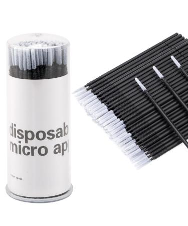 G2PLUS Micro Applicators Brushes with Longer Tips - 200PCS Disposable Microfibre Brushes Eyelashes - Black Lash Lift Micro Applicators - Eyelash Extension Swabs for Eyelashes Extensions Crafting 200 PCS Black