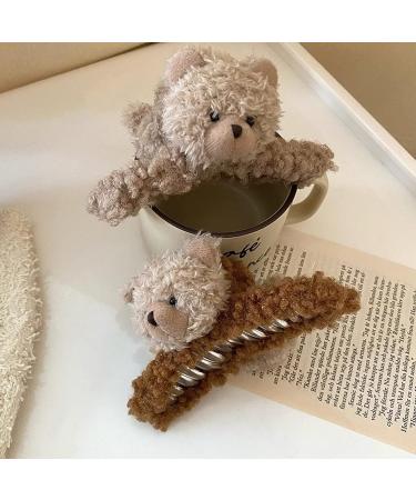 3 Pcs 4.72 Inch Large Plush Bear Hair Claw Clips - Cute & Strong Hold Hairpins for Women and Girls - Stylish Hair Accessories for Thick and Thin Hair - Buy Online on SooperMarket.com