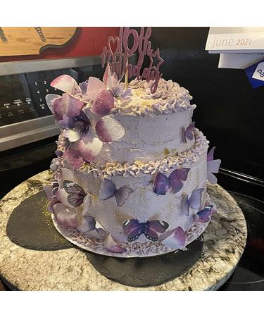 GEORLD 48 Purple Edible Wafer Paper Butterflies Cake Decorations Cupcake Topper - Buy Online on SooperMarket.com