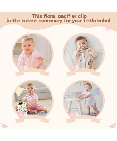 Symbolife Floral Daisy Macrame Pacifier Clip | Handmade Braided Cotton Paci Holder Leash | Unisex Baby Shower Gift - Buy Online on SooperMarket.com