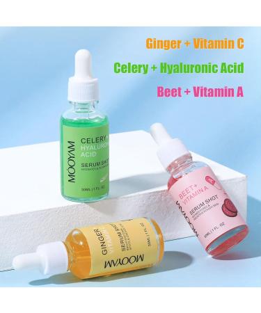 Organic Vegetable Serum Set | Vitamin C Hyaluronic Acid & Vitamin A for Face | Anti-Aging Firming & Moisturizing | Vegan & Cruelty-Free - Buy Online on SooperMarket.com