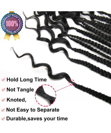 Crochet Box Braids Hair 14 Inch 1B Color - 144 Roots/pack with Curly Ends for Women - Pre Looped 24 Strands/pack Braiding Hair Extensions - Buy Online on SooperMarket.com