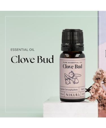 Nikura Clove Essential Oil - 10ml | Pure Natural Clove Bud Oil for Toothache Relief | Aromatherapy Diffuser & Self Care Cleaning | Vegan, UK Made - Buy Online on SooperMarket.com