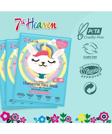 7th Heaven Llamacorn Sheet Face Mask Skincare for Kids Aged 8+ Fanciful Llama and Unicorn Mix Face Mask Sheet with Coconut & Papaya Sheet Mask to Calm Hydrate & Moisturise Skin - Buy Online on SooperMarket.com