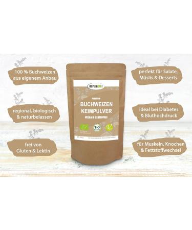 Organic Buckwheat Germ Powder (1 kg) - Gluten Free Vegan Home Grown from Germany | Value Pack - Buy Online on SooperMarket.com
