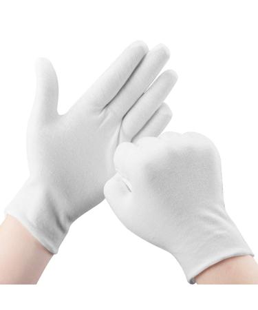 Cotton Gloves, 30 Pcs White Cotton Gloves for Dry Hands Moisturizing Eczema, Washable Cotton Gloves for Men and Women, Stretchable Cloth Gloves for Coin Jewelry Silver Inspection
