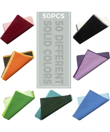 Aubliss 50pcs 9.84" x 9.84" (25cm x 25cm) Cotton Fabric Bundle PreCut Squares Fat Quarter for Patchwork Sewing DIY Craft Quilting Fabric (Bright Solid Colors) 50pcs-solid - Buy Online on SooperMarket.com