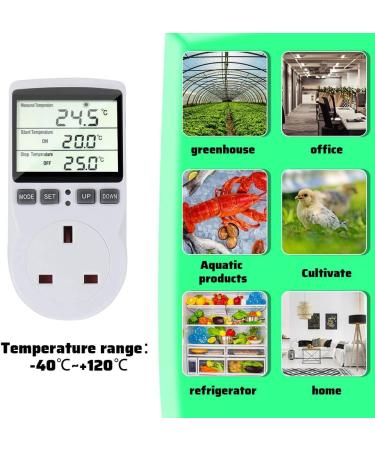 Lotvic Digital Temperature Controller Thermostat Plug Socket with Backlight LCD Screen - Heating Cooling Timer for Homebrew Greenhouse Reptile Terrarium (UK Plug) - Buy Online on SooperMarket.com
