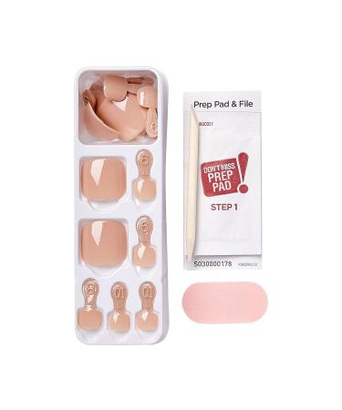 imPRESS Color Press-On Pedicure Fake Toenails Kit - Sweet Love Style, Dark Tan Square Shaped Nails with Prep Pad, Mini Nail File, Cuticle Stick - 24 Fake Nails - Buy Online on SooperMarket.com
