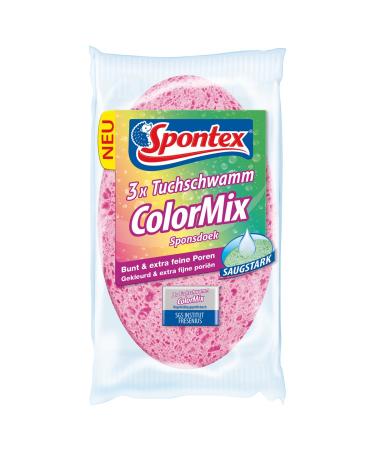Spontex cloth sponge ColorMix - Extra absorbent & tear-resistant -3 pieces (1 pack) 3 pieces (1 pack) ColorMix 3 pack