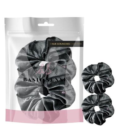 2 PCS Premium Large Hair Velvet Scrunchies Ties Bands Updo Ponytail Bobble Scrunchy Holder For Women Girl Kids Dark Grey
