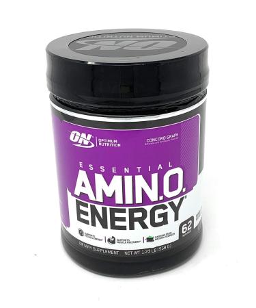 Optimum Nutrition Essential Amino Energy, Concord Grape, Preworkout and Postworkout Recovery with Essential Amino Acids and Caffeine from Natural Sources, 62 Servings, 1.23 lb, Pack of 1