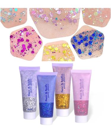 Body Glitter Gel 50ml Face Glitters Body Gel Sequins Shimmer Liquid Eyeshadow Mermaid Sequins Sparkling Chunky Body Lotion Glitter Liquid for Face Body Eye Hair Nail DIY Makeup Decoration-Silver#05 05#Silver - Buy Online on SooperMarket.com