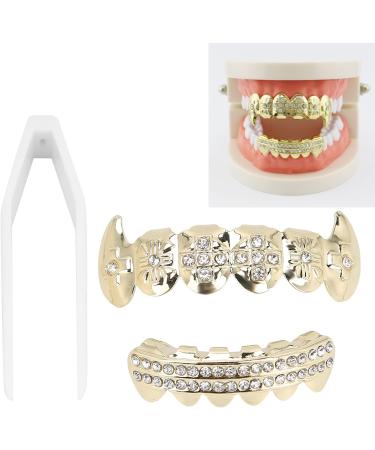 Hip Hop False Teeth Set Reusable Unfading Electroplated Halloween Festival Decoration Brace (Red) - Buy Online on SooperMarket.com