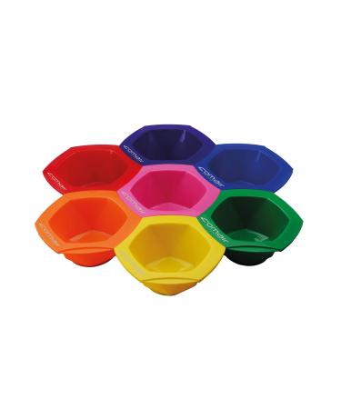 Comair 7001240 Rainbow dye bowl set 7 pieces colorful plug-in system anti-slip