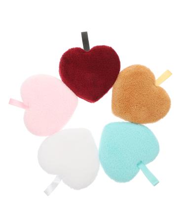 Beaupretty 5pcs Heart Shaped Face Wash Sponges for Cleaning Reusable Face Pads Household Makeup Puffs Esponjas Para Maquillaje Makeup Remover Cloth Cleaning Makeup Puffs Makeup Powder Puff