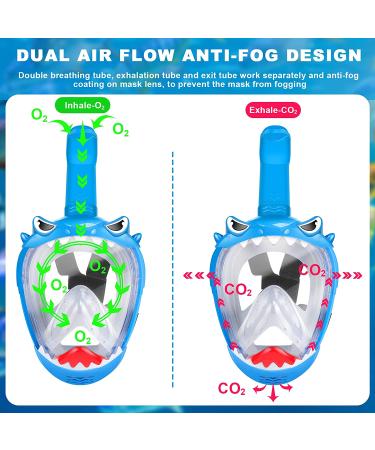 Kids Full Face Snorkel Mask Set - 180 Panoramic View, Anti-Leak/Anti-Fog, Blue - Safe & Foldable Snorkeling Gear for Kids/Adults - Buy Online on SooperMarket.com