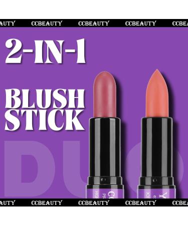CCbeauty Dual-Ended Cream Blush Stick Blusher - Peach/Mauve Shade | Cheek & Lip Tint 2-in-1 Face Blushing Duo Stick for Smooth Matte & Dewy Finish - Lightweight & Buildable Color | 1 Pack - Buy Online on SooperMarket.com