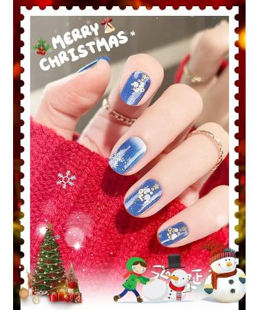 EBANKU Christmas Glitter Gel Nail Polish Strips | Long Lasting & Waterproof | Full Nail Wraps Stickers | Includes Stick Nail File, Wipes & Sealing | UV/LED Lamp Required | SDTRK11 - Buy Online on SooperMarket.com