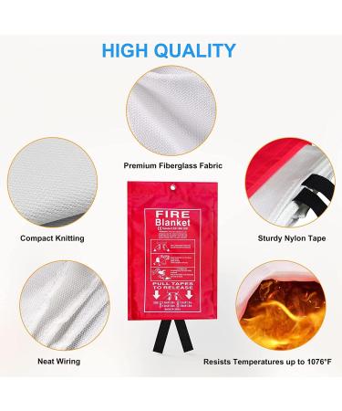 2 Pack Deluxe Emergency Fire Blanket for Home and Kitchen | Fireproof & Fire Retardant | House Fire Extinguisher Kit - Buy Online on SooperMarket.com