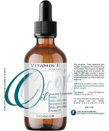 Buy 100% Pure Vitamin E Oil - 75 000 IU Full Spectrum D Alpha Tocopherol - 4 oz for Skin Hair & Nail Care | Hydrating Rejuvenating Oil Online - Buy Online on SooperMarket.com