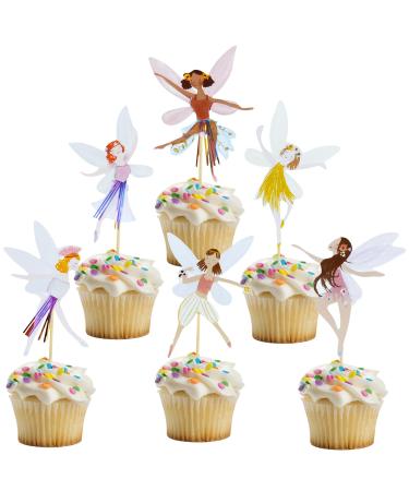 24 pieces fairy topper fairy cake topper paper cup cupcake topers fairy ballerina cupcake topper fairy decoration children's birthday for children baby party girl birthday decoration