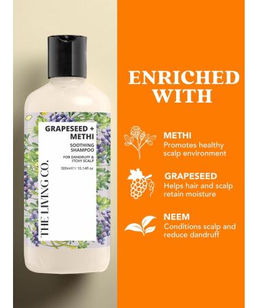 Shop THE LIVING CO Soothing Shampoo & Conditioner Combo - Grapeseed & Methi for Dandruff Relief | 600ml International Shipping Available - Buy Online on SooperMarket.com