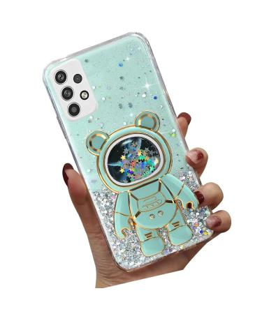 Tivenfezk Nadoli for Samsung Galaxy A32 4G Treibsand B r Astronaut Hidden Stand Shell caricature glitter astronaut stand soft silicone bling cell phone case.