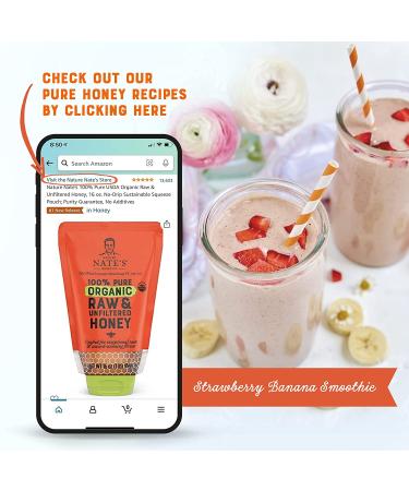 Nature Nate's 100% Pure Organic Raw Honey - 32 oz No-Drip Squeeze Pouches | USDA Certified, No Additives - Buy Online on SooperMarket.com