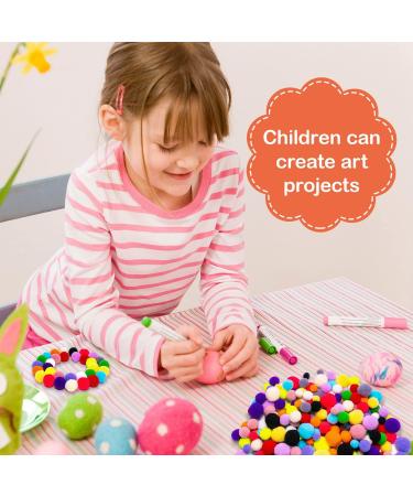 300Pcs Multi-Colored Pom Poms with Double Sided Tabs | Soft & Fluffy Puff Balls 10-20mm for Kids DIY Crafts - Buy Online on SooperMarket.com