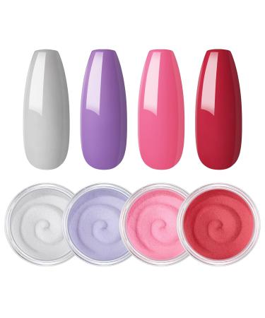 Coscelia Dip Powder Kit 4 Colors - Gray Violet Pink Red | 2-in-1 Base & Top Coat + Activator | International Shipping - Buy Online on SooperMarket.com