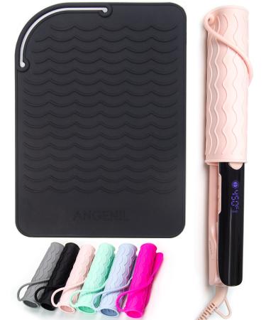 Angelil travel pad for smooth iron heat -resistant mat for curls counter protection for hair smoothers heat -resistant matt smooth iron and hair styling Tools flat iron surface 23cm x 17 cm black