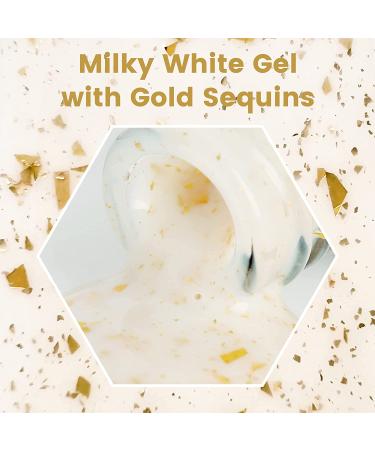 YTD Likomey Nude Gel Nail Polish 15ml - French Jelly Milky White with Gold Foil | UV Varnish for Light Skin Tone - Buy Online on SooperMarket.com
