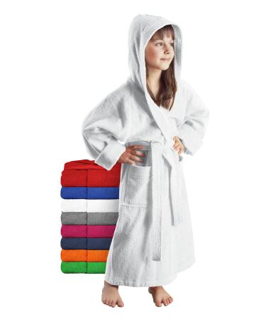 Arus children's bathrobe with hood for boys and girls 100% cotton terry (380 g/m ) long eco-tex certified large color selection 176 white