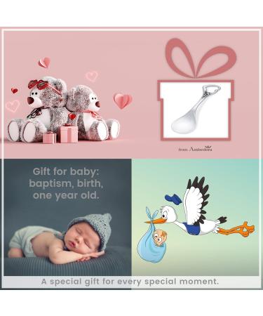 AMBEDORA Children's Christening Gift - Small Silver Spoons with Engraving | Real Silver 925 Birth Gift - Buy Online on SooperMarket.com