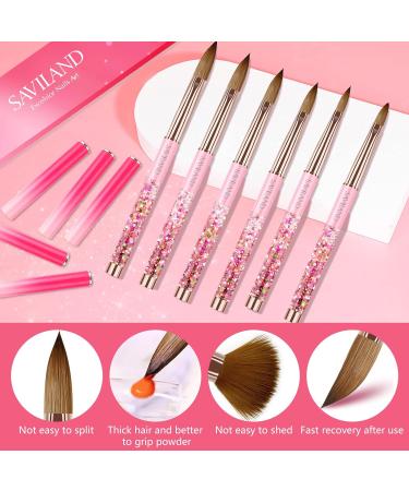 Saviland 6PCS Acrylic Nail Brush Set - Pink Gradient Handle, Sizes 6/8/10/12/14/16 - Ideal for Acrylic Nails, Powder & Nail Art - Beginner Friendly - Buy Online on SooperMarket.com