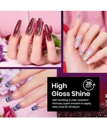 Beetles Gel Nail Polish Kit - 6 Colors Holographic Cat Eyes Red Navy Blue Purple Glitter Black Set with Magnet, LED Lamp - DIY Manicure Kits for Women - Buy Online on SooperMarket.com
